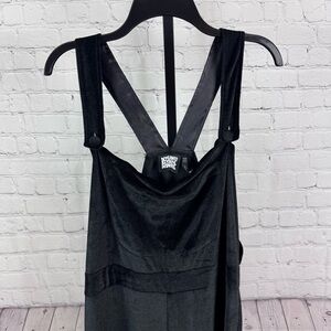 Reclaimed Vintage Black Crushed Velvet Overalls Size 8